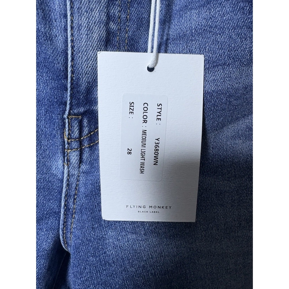 Flying Monkey Distressed Skinny Jeans Size 28 Raw Hem Y2K Indie Sleaze Denim - Picture 3 of 6